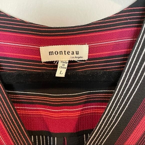 Monteau Striped Faux Wrap dress Large - Picture 4 of 7